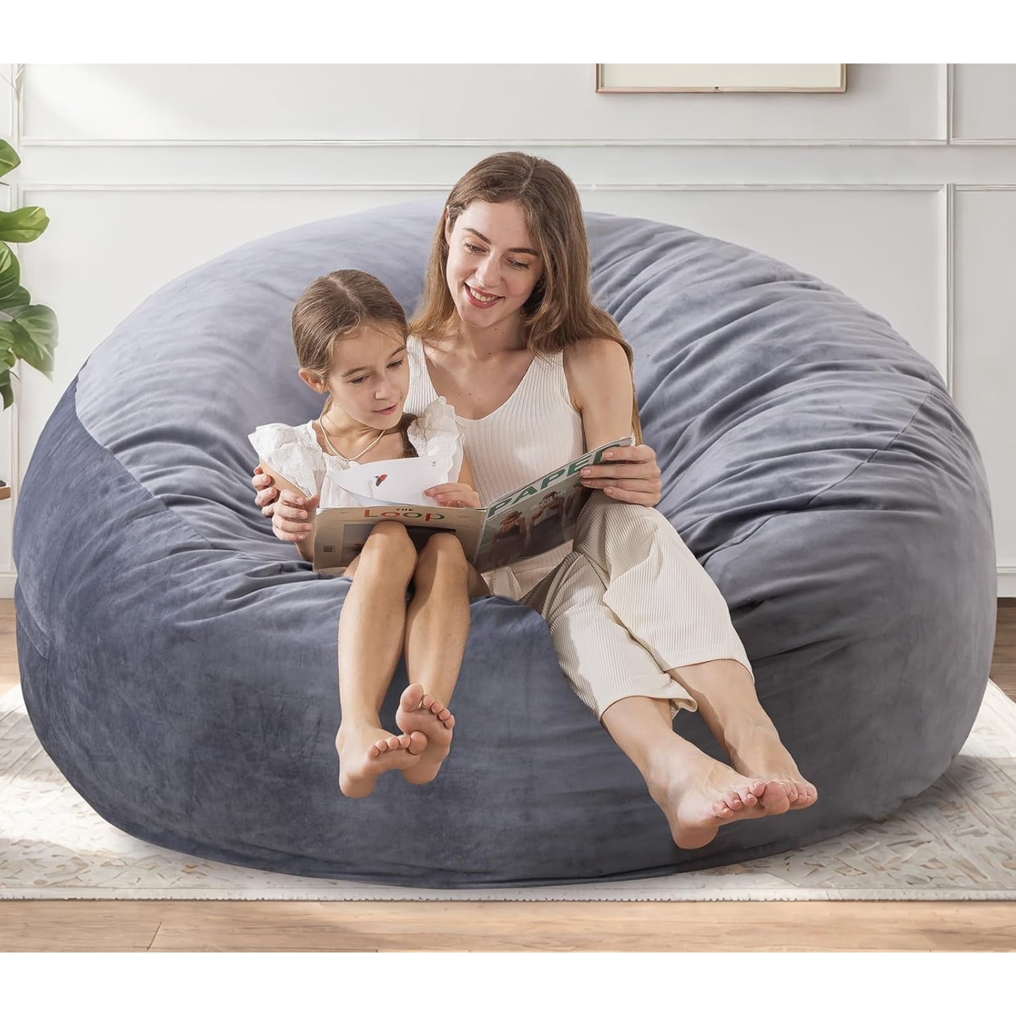 Simenmax 3FT Bean Bag Chair Beanbag, Oversized Lazy Sofa Living Room Furniture with Removable Washable Cover