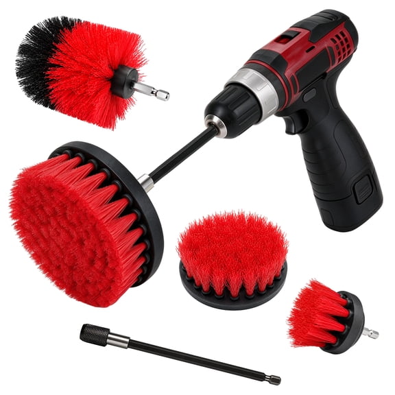 GARITIN Drill Brush Attachments for Cleaning, Power Scrubber Cleaning Brushes with Extension Rod for Car Detailing, Tile, Bathroom, Kitchen