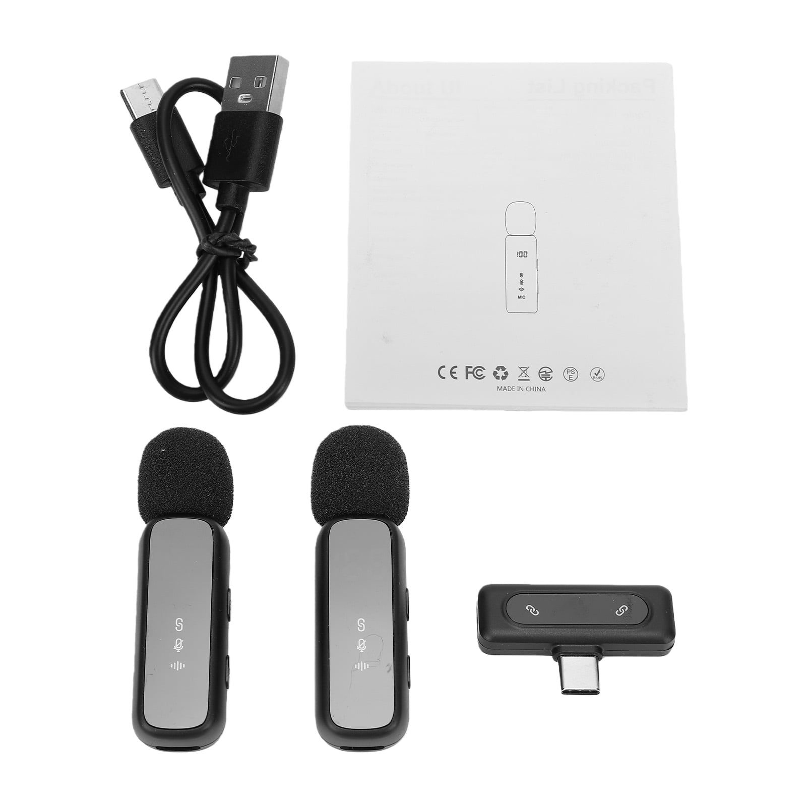 2.4G Wireless Clips On Microphone Microphone 2.4G Wireless Lavalier Microphone Noise Reduction CD Quality Sound 30M/98.43ft Transmission LED Display for Live Streaming Outdoor Vlog