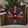 thumbnail image 5 of Set of 2 18x18in Throw Pillow Covers - Bold Black Design with Bird in Dripping Red Heart Cross - Perfect for Couch Bed Car, 5 of 8