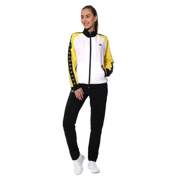 Conjunto Deportivo para Mujer Negro con Blanco Y Amarillo UIN UINTR-B20-BD