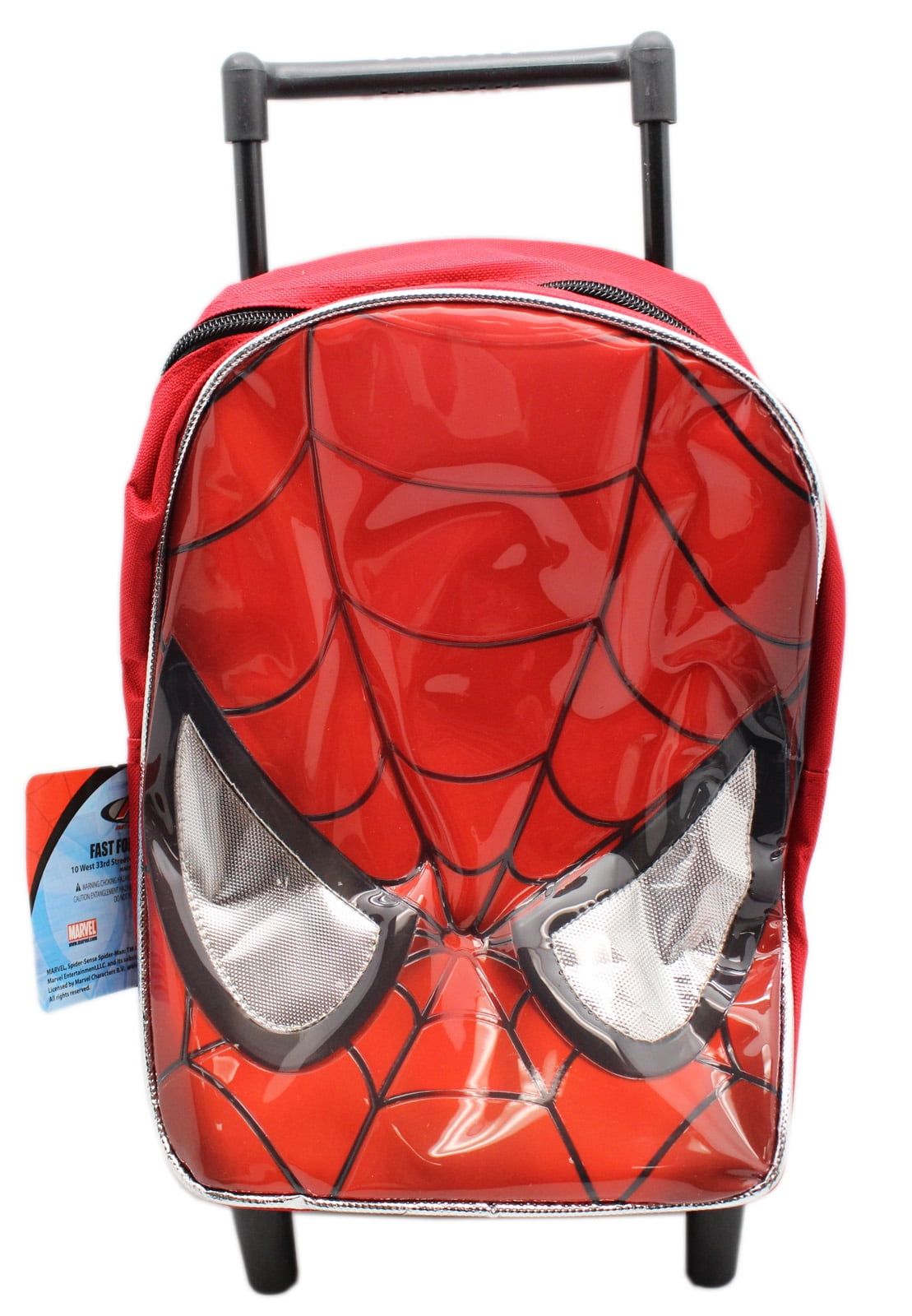 Spider-Man Face Mask Red Colored Toddler Rolling Backpack (10in) by