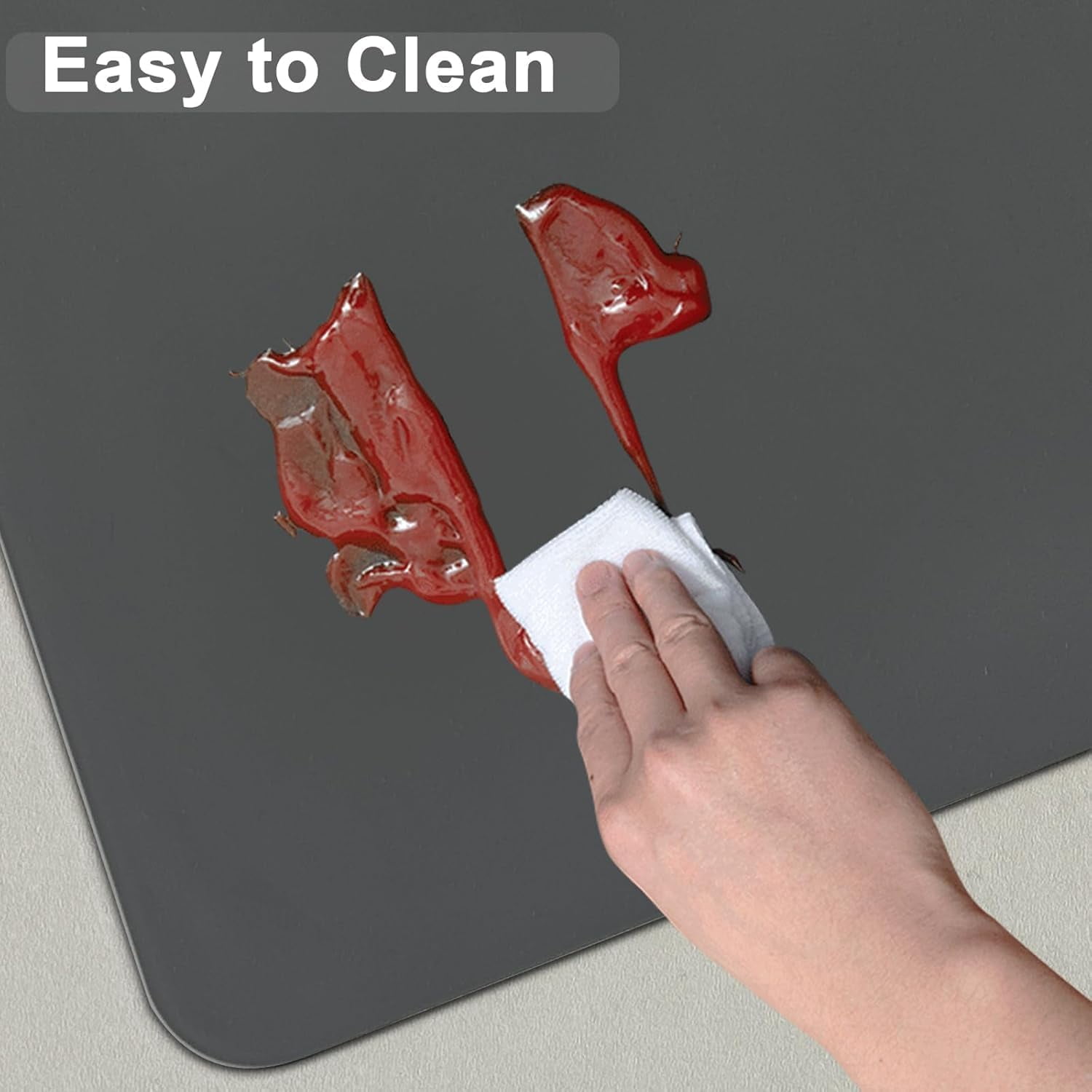 48x32 Large Silicone Mat for Kitchen Counter Non-Slip Heat Resistant Waterproof Craft Protector Dark Gray