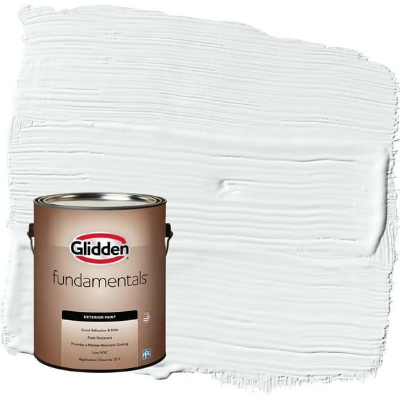 Glidden Fundamentals Moonlit Snow / Gray Satin Exterior Paint, 1 Gallon