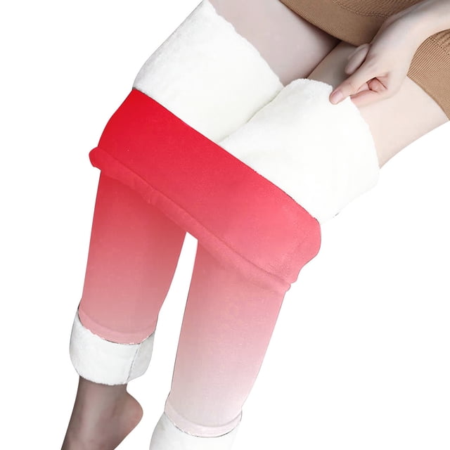 Gibobby Pantalones deportivos térmicos para mujer Navidad invierno moda mujer mantener caliente Casual pantalones largos Slim Fit engrosamiento elástico(Rojo de la sandía,CH)