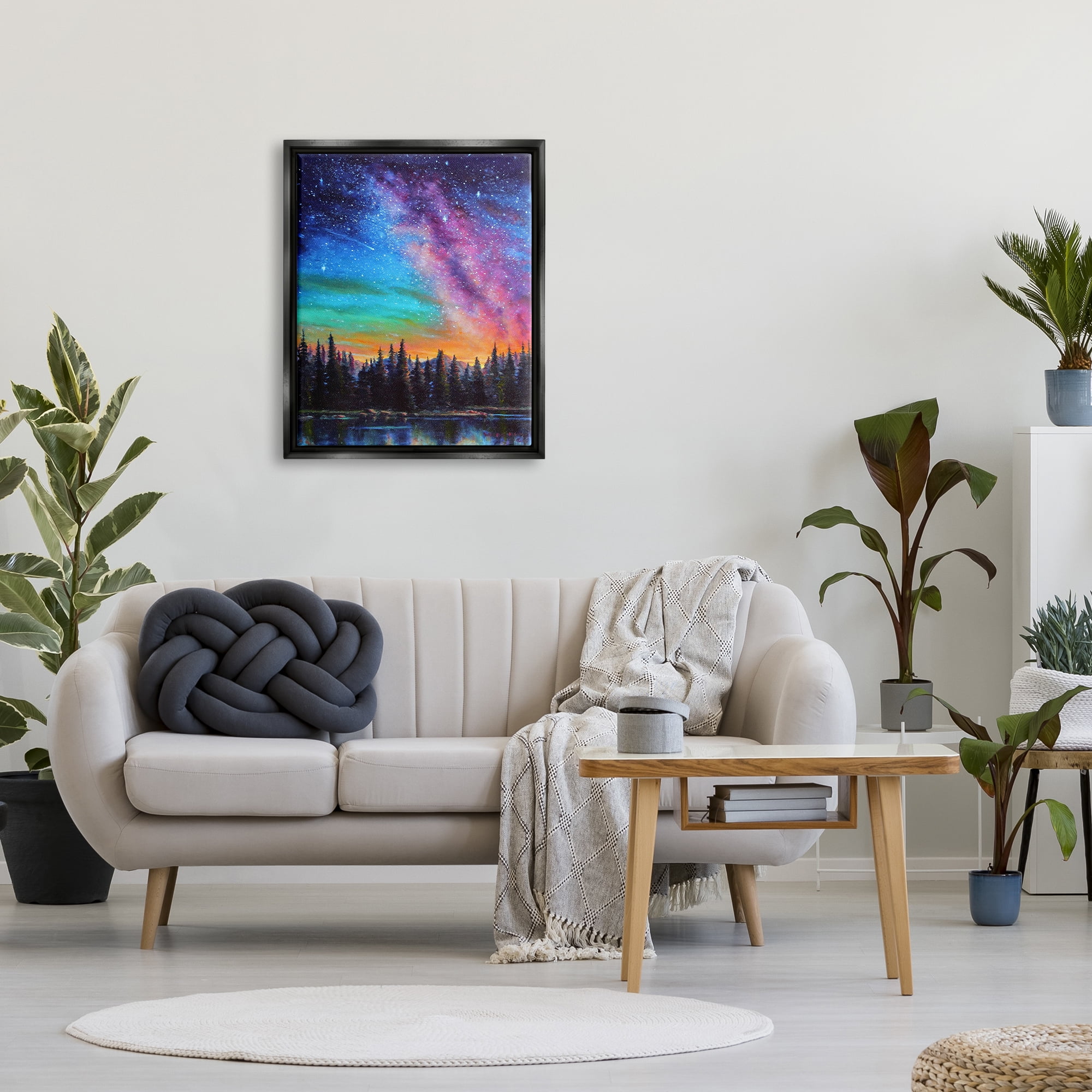 Stupell Industries Vivid Nebula Landscape Nature Painting Black Floater Framed Art Print Wall Art, 25 x 31