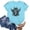 Light Blue, variant on Womens Cute Cow Graphic Tee Funny Western Cowgirl T-Shirt Animal Print Short Sleeve Holiday Top Casual Country Blouse
