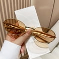 thumbnail image 3 of Retro Oval Sunglasses for Women Men - Classic 90s Vintage Trendy Shades with UV400 Protection, Gold Metal Frame, 3 of 6