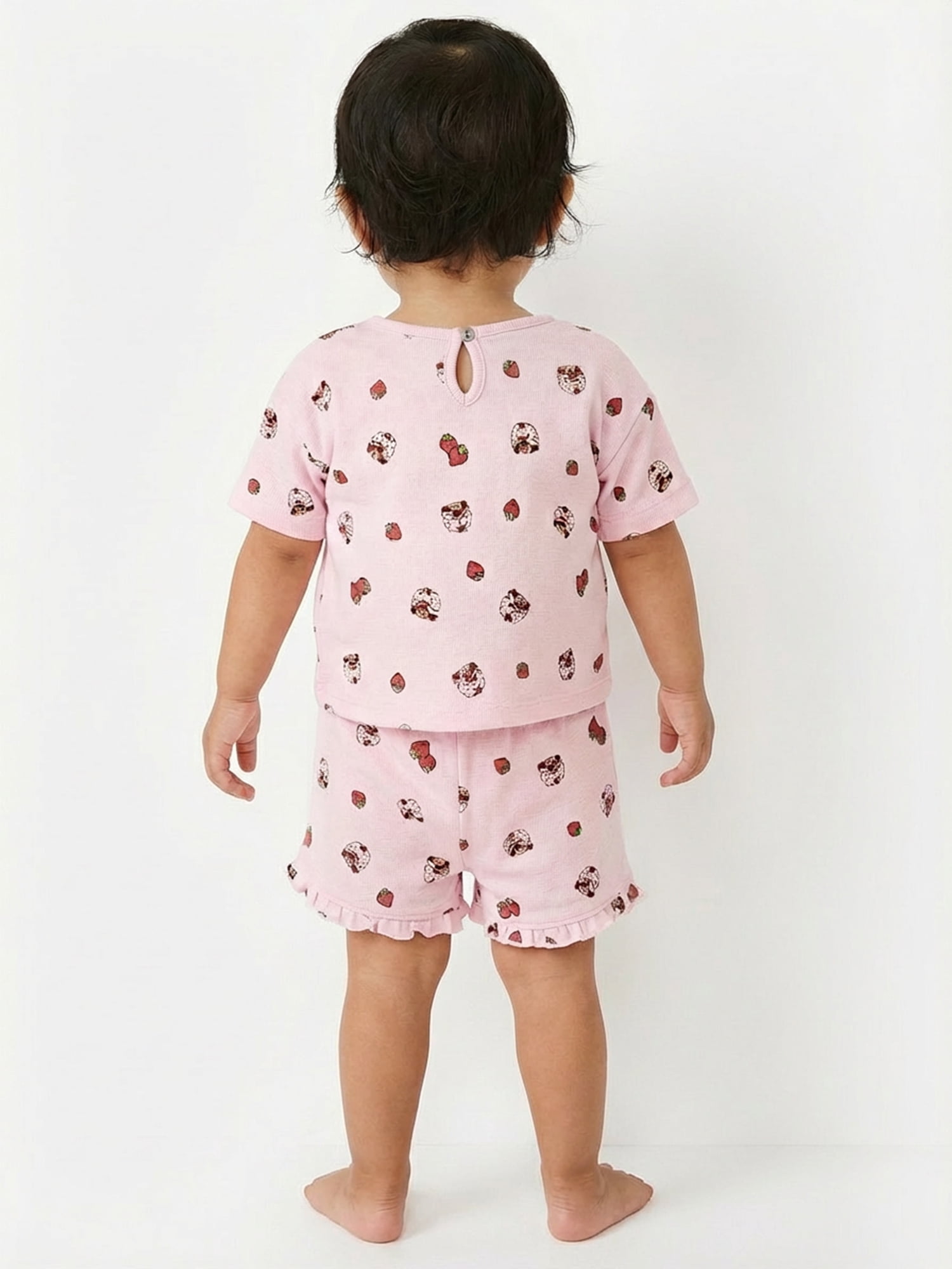 Strawberry Shortcake Baby Girls Textured Knit Top and Ruffle Shorts Set, 2-Piece, Sizes 0M-24M