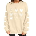 thumbnail image 6 of Women's Valentine's Crewneck Sweatshirt with Heart Print Long Sleeve Pullover for Romantic Celebrations Beige-3 M, 6 of 8