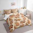 thumbnail image 3 of Homewish Kawaii Brown Capybara 7pcs Bedding Comforter Set for Boys Girls,Colorful Flowers Queen Bedding Sets Super Cozy,Cartoon Cute Animal Queen Sheet Sets,Lightweight Room Decor,Reversible, 3 of 8