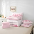 thumbnail image 6 of Manfei Cute Pink Bedding Comforter Set 7-Piece for Girls, Princess Bow-Tie Full Bedding Set, Cartoon Bow Ribbon Fitted Sheet Flat Sheet, Lightweight Room Decor, 6 of 8