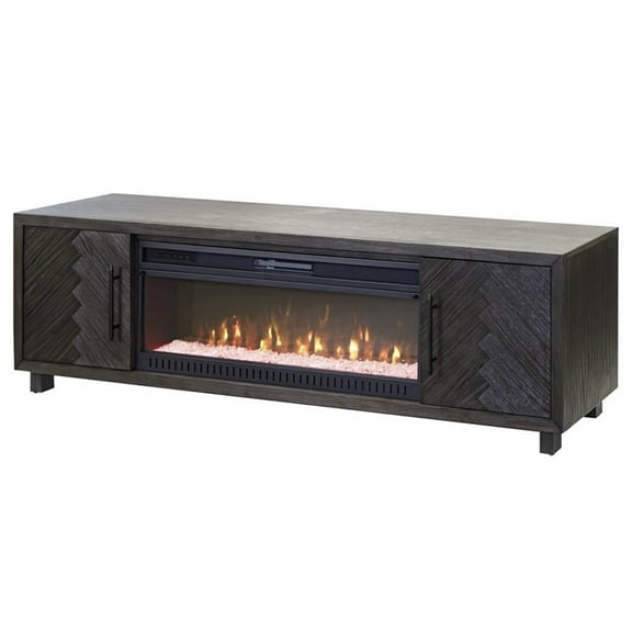 Pemberly Row Modern Wood 65" Fireplace Console with Doors in Brown