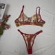 thumbnail image 1 of Conjunto de lencería sexy con sujetador de una sola capa con diseño floral pequeño y tanga con aro de acero, 1 of 6