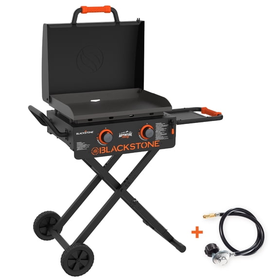 Blackstone Adventure Ready Outdoor Griddle, 22 Inch 2-Burner Portable Flat Top Grill with Flexfold Legs, Black