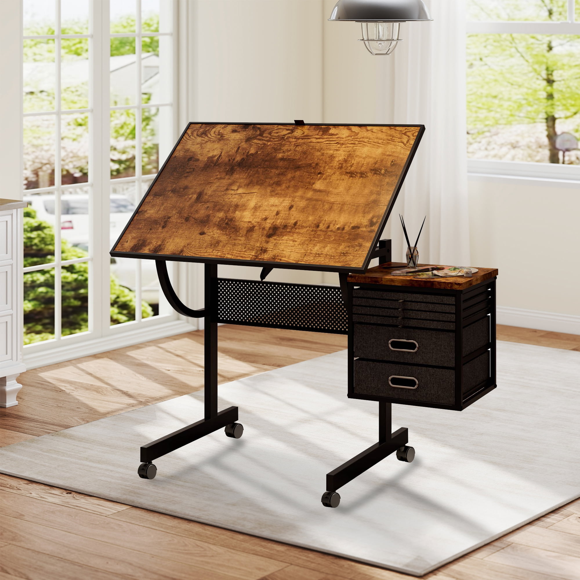 1500 Pieces Jigsaw Puzzle Metal Table Board for Adults Gift With 4 Trays, 2 Storage Drawers And 4 Wheels (Black)
