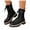 Black, variant on Women's Platform Lace Up Mid Calf Boots Wide Toe Box Slip On Combat Booties Buckle Strap Motorcycle Riding Boots Black Size 7