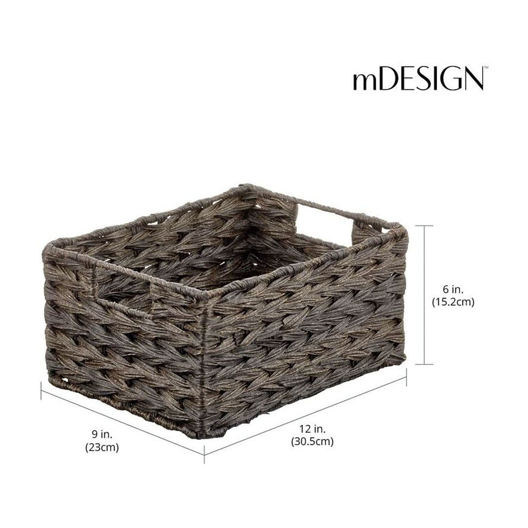 mDesign Woven Farmhouse Pantry Food Storage Bin Basket Box, 6 Pack, Dark Brown