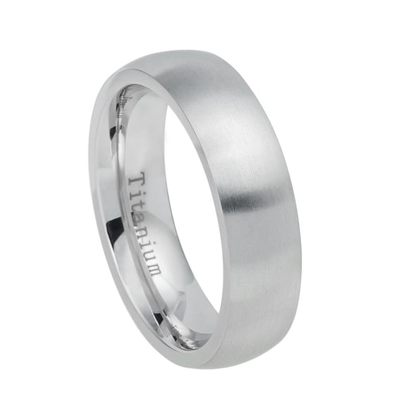6mm White Titanium Classic Domed Brushed Finish Wedding Band Ring For Men Or Ladies
