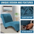 thumbnail image 4 of Funda para chaise longue Funda de terciopelo para chaise longue Funda para sofá de alta elasticidad Funda para chaise longue Funda de lujo para sillón para sala de estar Protector de muebles suave para perro, lavable a máquina, negro azul pavo real, 4 of 5