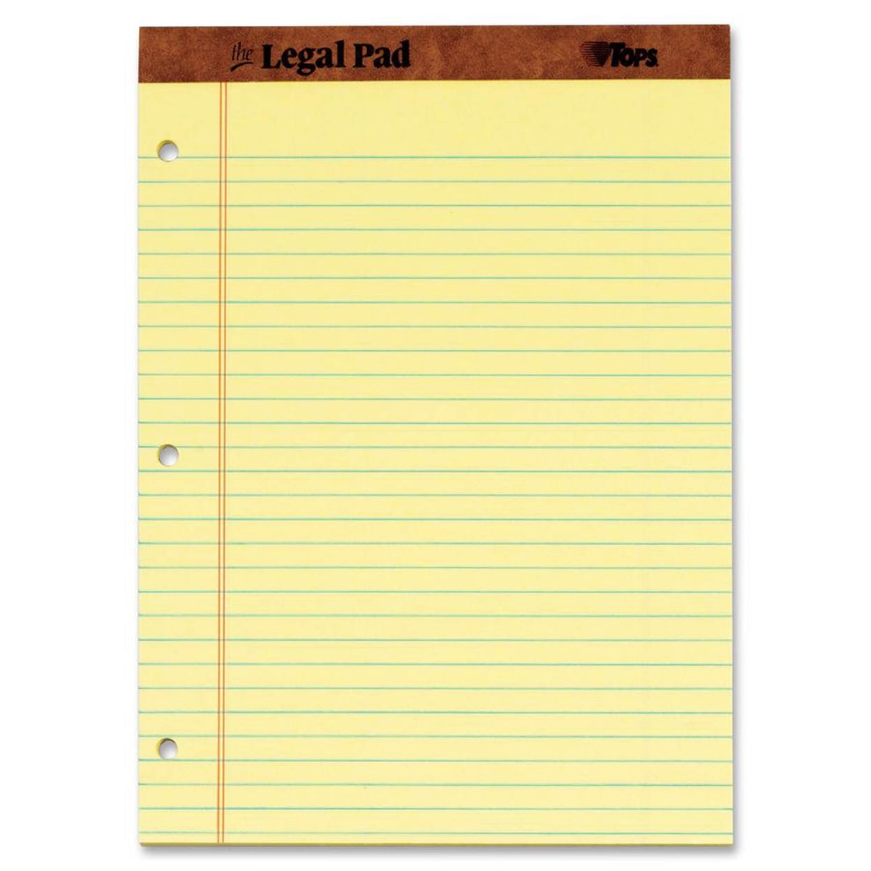 TOPS The Legal Pad Ruled Perf Pad Legal/Wide 11 3/4 x 8 1/2 Canary 50 Sheets DZ 75351