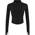 thumbnail image 1 of Jenkoon Chaquetas elásticas y ligeras con cremallera completa para correr, cuello alto, yoga, entrenamiento, 1 of 4