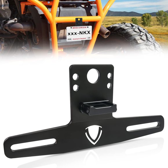 StarknightMT Universal UTV ATV License Plate Holder with LED Light, Heavy Duty Aluminum License Plate Mount Compatible with Polaris RZR Ran