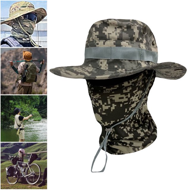 Boonie Hat Camuflage Ancho Ancha Balaclava Set Hombres para Al Aire Libre Tapa (ACU)