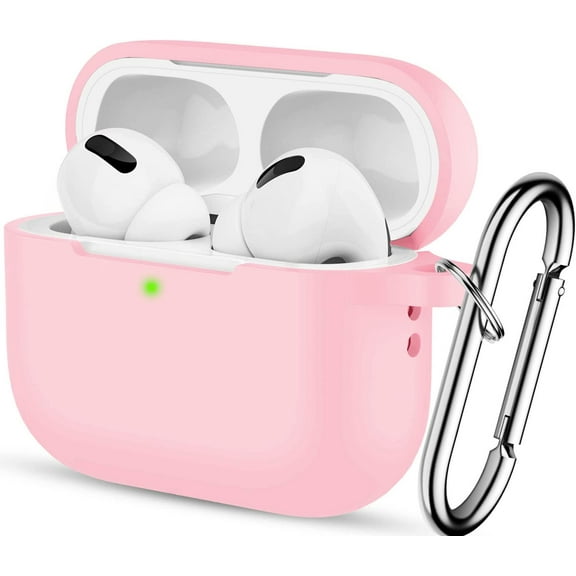 Airpods Pro 2 Case Cover 2022/Pro 2019, Soft Silicone Protective Charging Cover Skin Compatible Apple Airpods Pro 2nd/1st Generation Case for Women Men with Keychain, Front LED Visible (Pink)