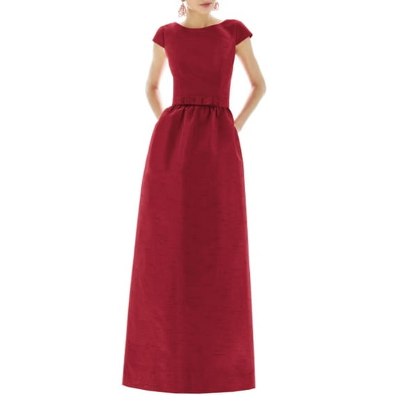 Alfred Sung BARCELONA Women's Cap Sleeve Dupioni Full Length Dress, US 10