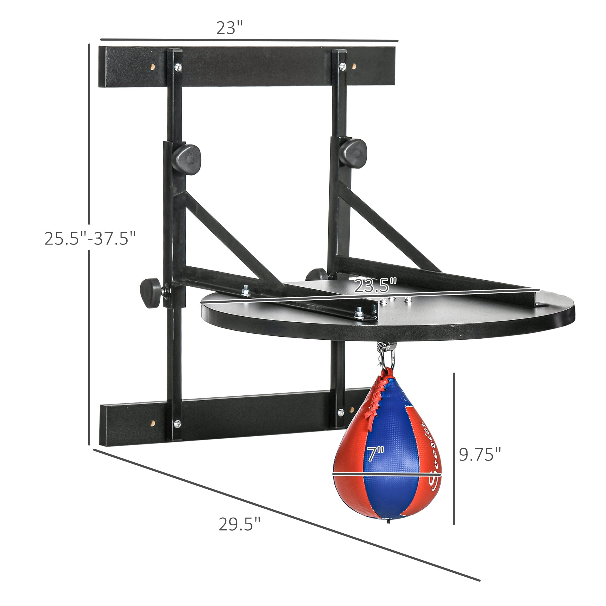 Soozier Heavy-Duty Speed Bag for Boxing Training Equipment, Wall-Mount Boxing Punching Bag, Adjustable Boxing Bag for Adults, Home Gym Equipment