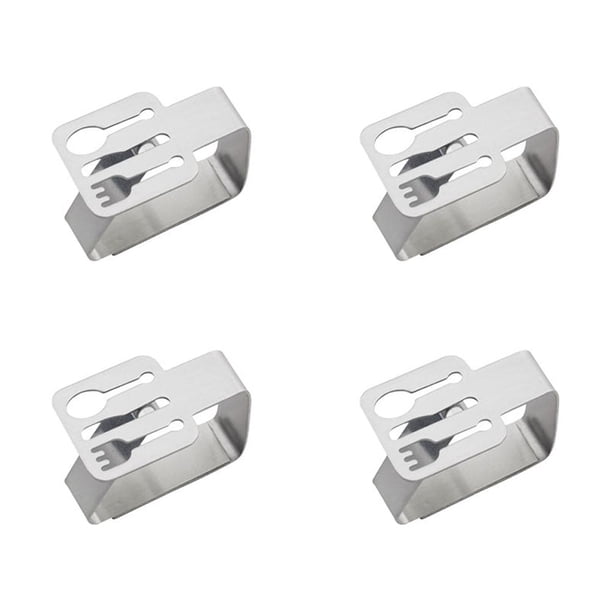 WORGEOUS 4 piezas de acero inoxidable pinza para mantel de cocina pinza para mantel de cocina para el hogar (estilo vajilla)
