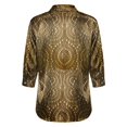thumbnail image 7 of Endives Women's Long Sleeve Shirt Retro Floral Printed Shirt Satin Button Dwon Shirt Vacation Womens Blouse Spring Outfit Khaki, 7 of 7