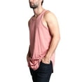 thumbnail image 3 of G-Style USA Solid Color Long Length Curved Hem Tank Top - Salmon Dirty Pink - 4X-Large, 3 of 5