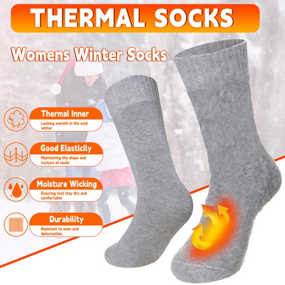 5 Pairs Winter Thermal Socks for Women, Thick Insulated Boot Socks for Cold Weather, Warm Fleece Lined Socks