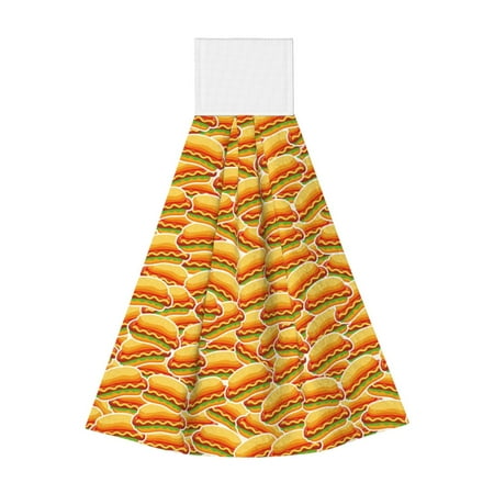 

Adobk Hot Dogs Print Coral Velvet Hand Wipes Fashion Hanging Kitchen Towel for Bathroom Washcloth Absorbent Tie Towel