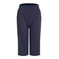thumbnail image 4 of felwors Capris for Seniors Stretch High Waisted Crop Office Work Pants Summer Casual Capri Slacks Yoga Dress Pant Navy, XXL, 4 of 5