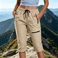 thumbnail image 2 of Erwazi Capri Pants for Women Summer Quick Dry Hiking Cargo Drawstring Waist Outdoor Capris with Pocket, 2 of 8
