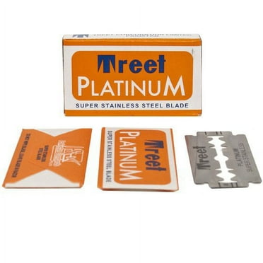 Treet Platinum Super Stainless Double Edge Razor Blades, (100 Blades)