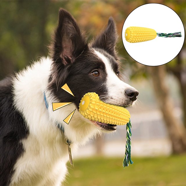 SIfdSeng Dog Toy Tpr Durable Chew Toy Realistic Corn Texture Squeaky Sound Rope Knot Teething Stick Interactive Dog Toy Dog Toys Dog Teething Toys for Puppies