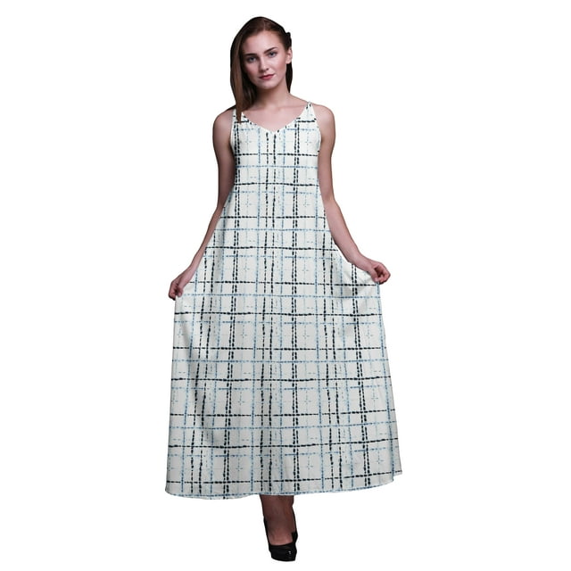 Bimba Robe Longue en Rayonne Shibori Imprimée pour Femmes Chic Bohème Été Maxi Plage-TG