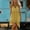 Yellow, variant on Ladies' Cotton Linen Button Down Sleeveless Dress Ruffle Hem Asymmetric Hemline Solid Color Summer Yellow