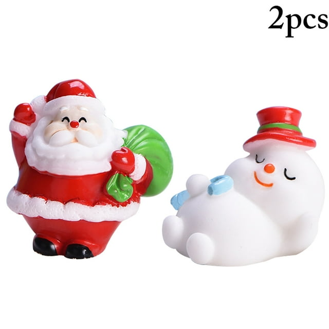 Bangcool 2PCS Christmas Resin Ornament Cute Mini Santa Ornament Holiday Desktop Decor
