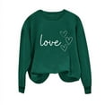 thumbnail image 4 of Sudadera Penkiiy Valentine para mujer: lindas camisetas de San Valentín con estampado gráfico de corazón Suéter de manga larga Tops M Green, 4 of 5