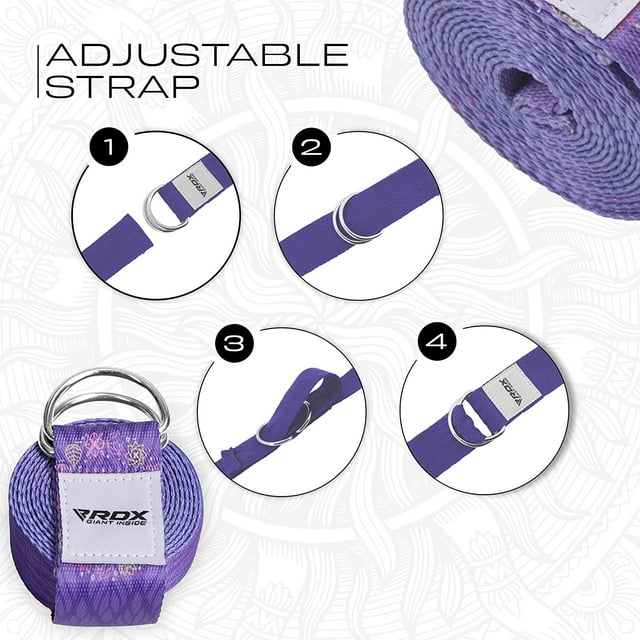 RDX 8ft Yoga Strap with D-Ring Buckle, Durable Polyester Cotton Adjustable Belts for Stretching P, F7