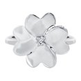 thumbnail image 1 of JeenMata Hermoso Anillo de Flor de Trébol de Moissanita para Ella en Plata y Oro Blanco de 18 K, 1 of 2
