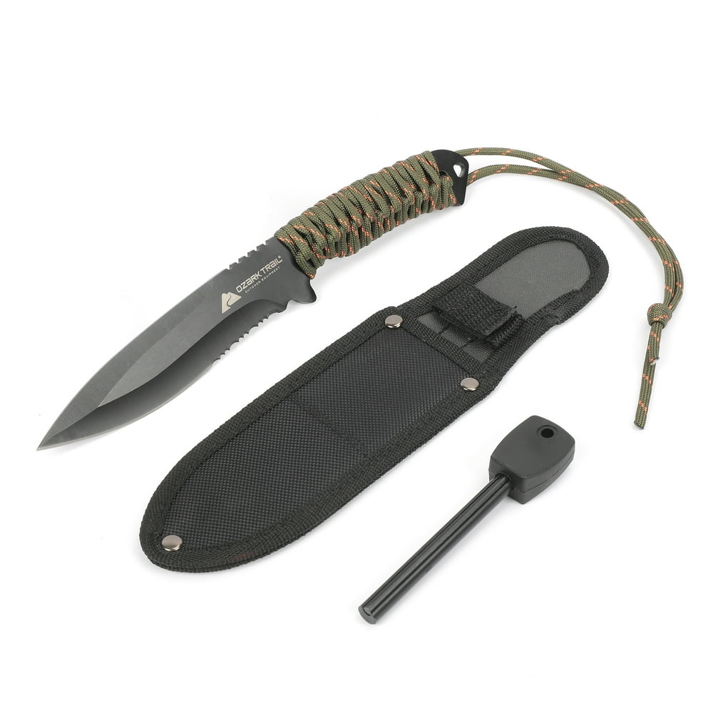 Ozark Trail Stainless Steel Paracord Knife with Fire Starter, Model