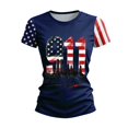 thumbnail image 5 of Domzest 9/11 25th Anniversary Shirt Womens Never Forget Patriotic American Flag Shirt Short Sleeve Crew Neck Tee Navy S, 5 of 6