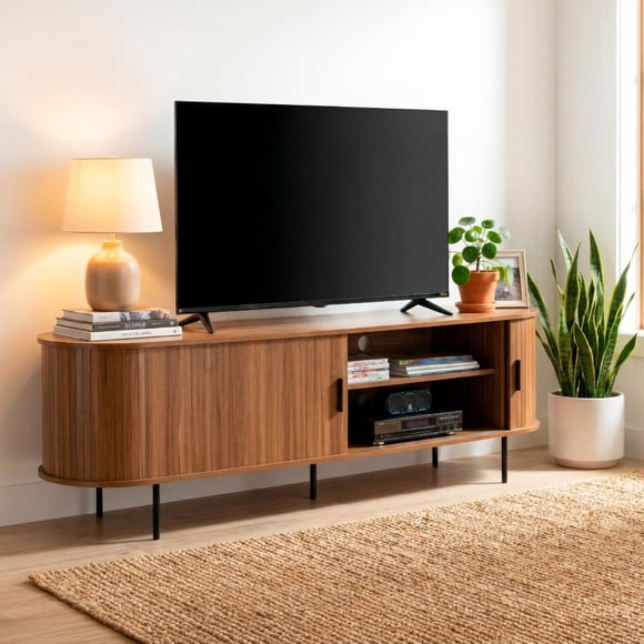 Mueble TV 55” Centro de Entretenimiento de Madera Color Maple Multiusos Mesa Centro