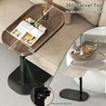 thumbnail image 6 of Yabanana C Shaped Side Table End Table, 360° Swivel and Adjustable Height Side Table Sofa Table for Couch(Walnut), 6 of 9